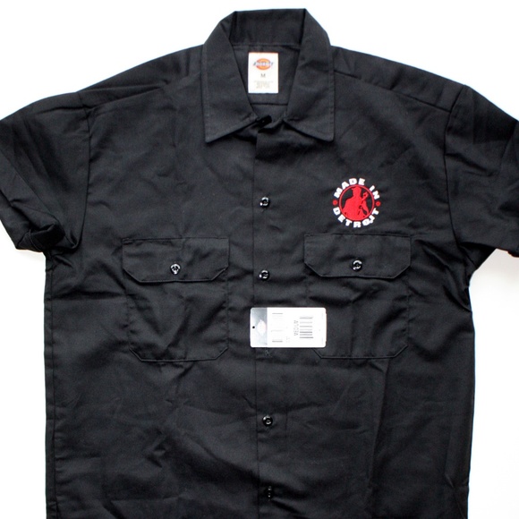 MAKE OFFER Dickies Work Shirt Button Up Made In Detroit Med. - Picture 2 of 8